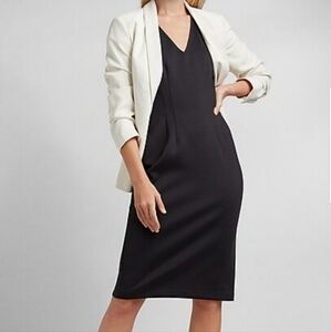 [EXPRESS] NWOT Elegant Double Knit Black Midi Dress《XL》